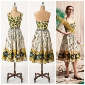 Anthropologie Burgeoning Hypericum Full Dress